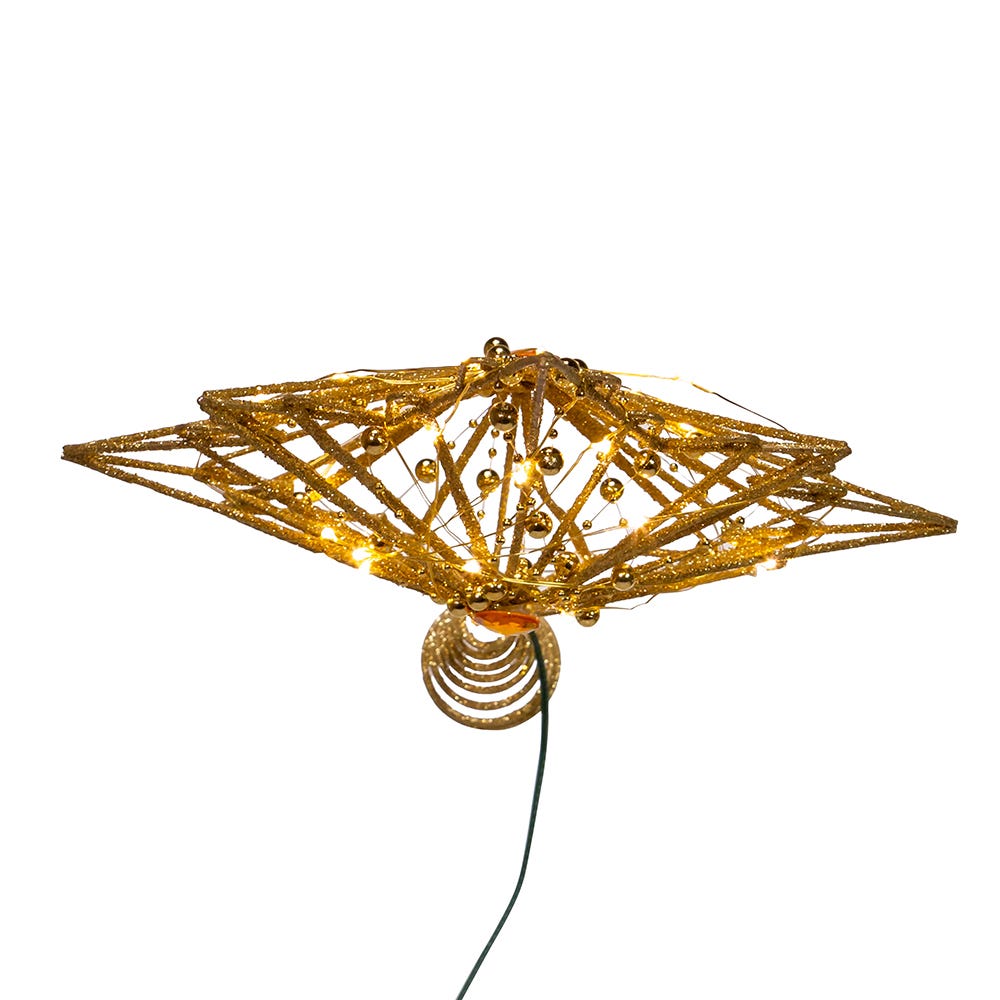 Kurt Adler 15.5-Inch 30-Light Fairy Light Gold Star Tree Top
